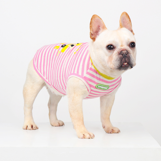 Pengeluar borong haiwan peliharaan jalur anjing t-shirt musim panas musim bunga anjing comel mantel pakaian