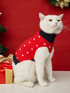 Dog Sweater Pet Christmas Red Polka Dot Sweater Knitted Design Dog Coats Pet Winter Clothes Small Dog Warm Pullover