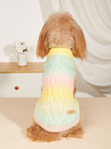 Dog Sweater Pet Christmas Sweater Knitted Design Dog Jacket Pet Winter Clothes Small Dog Warm Pullover Color Gradient