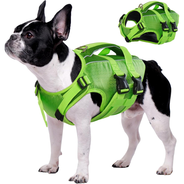 High Quality Dog Life Jacket With Rescue Handle Solid Color Summer Dog Swimming Safety Vest