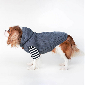 Small Dog Sweater Knitted Pet Sweater Warm Dog Clothes With Button, Hooded Sweatshirt Cable Knitwear Puppy Winter Jacket for Small Dog Girls Boys Soft Cat Clothing