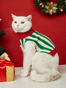 Dog Sweater Pet Christmas Green Vertical Striped Sweater Knitted Design Dog Jacket Pet Winter Clothes Small Dog Warm Pullover