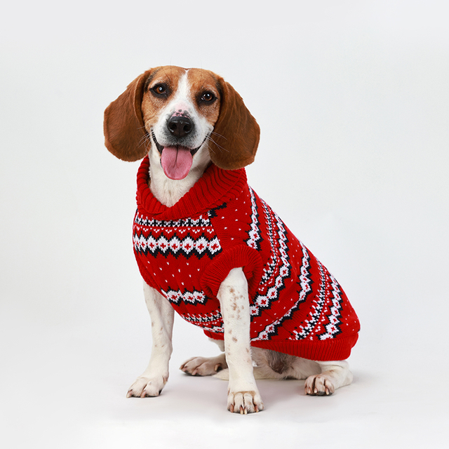 Dog Sweater, Puppy Sweater, Winter Puppy Knit, Cat Pullover Christmas Sweatshirt for Yorkshire Chihuahuas, warm, dik hoë lapelklere vir honde seuns en meisies