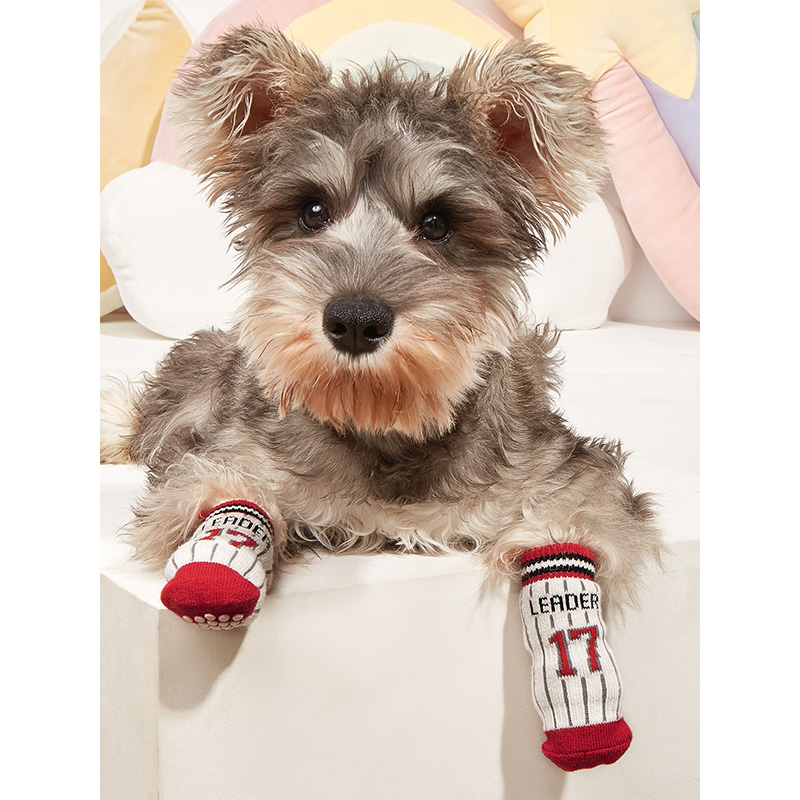 Pet Anti-Slip Knit Dog Socks Cat Socks with Rubber Reinforcement Dog Paw Protector for small dogs cats