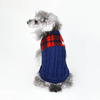 Red plaid blue twist sleeveless pet winter zip-up sweater