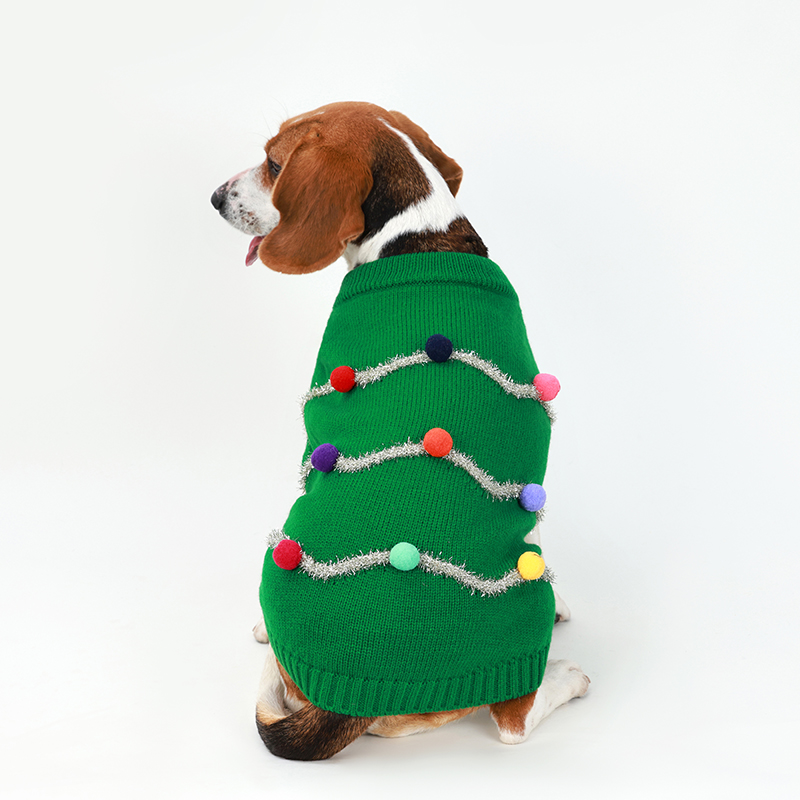 Factory customize Multicolor Pure Cotton Dog Christmas Sweater Designer Dog Sweater Green Knitted Pet Sweater Christmas cane