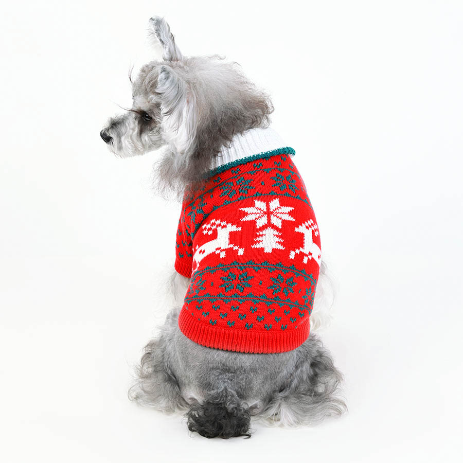 Božićni pulover za pse za male i velike pse djevojčice, mekana i topla majica za štene, pulover za pse s visokim ovratnikom, dvostruka pletena ogrlica za igru ​​na otvorenom, topla odjeća za pse i mačke Jeleni