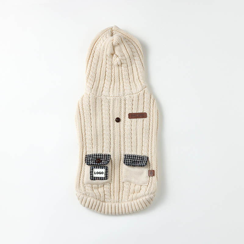 Small Dog Sweater Knitted Pet Sweater Warm Dog Clothes , Hooded Sweatshirt Cable Knitwear Puppy Winter Jacket for Small Dog Girls Boys Soft Cat Clothing