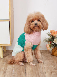Classic Warm Winter Dog Pullover Sweater Patchwork Color Holiday Christmas Dog Dog Costume