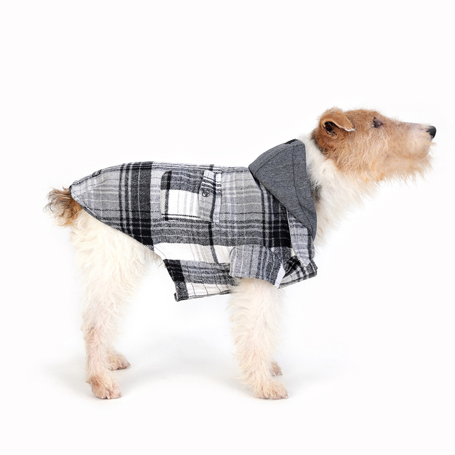 Vêtements d'animaux de compagnie d'hiver automne-manteau à plaid chauds en moteur de chien doublé de toison pour chiens moyens
