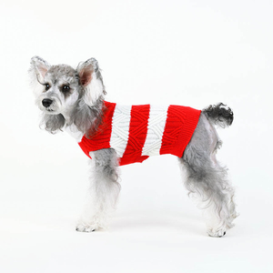 Red and white striped Christmas style sleeveless puppy sweater made of 100% cotton
