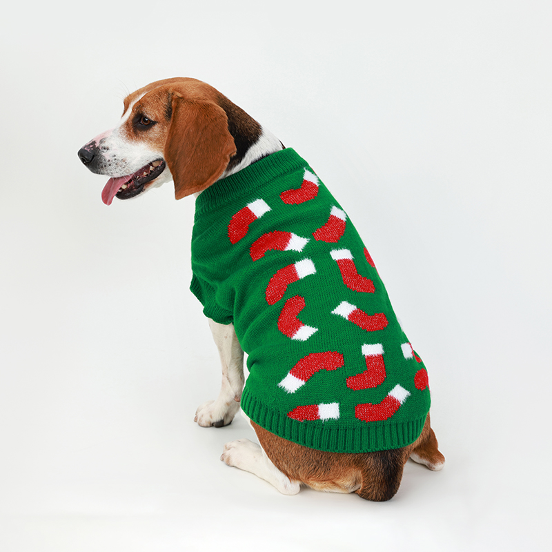 Factory Customized Multicolor Christmas Dog Sweater XL Green Knitted Pet Cardigan Sweater Designer Pet Clothes