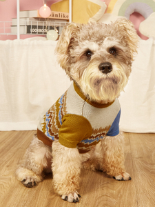 Dog Sweater Pet Sweater Knitted Dog Jacket Pet Winter Clothes Small Dog Thermal Pullover for Small And Medium Sized Dogs Wavy Striped Brown