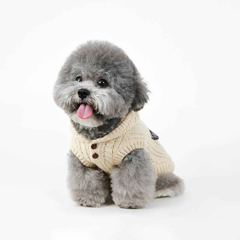 Small Dog Sweater Knitted Pet Sweater Warm Dog Clothes , Hooded Sweatshirt Cable Knitwear Puppy Winter Jacket for Small Dog Girls Boys Soft Cat Clothing