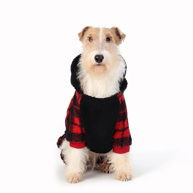 Classic Red Black Plaid Soft Fabric Dog Pyjamas Modern Western Oneside Pumper Grand Chiens Xs Pet Winter Imprimé quatre jambes Automne