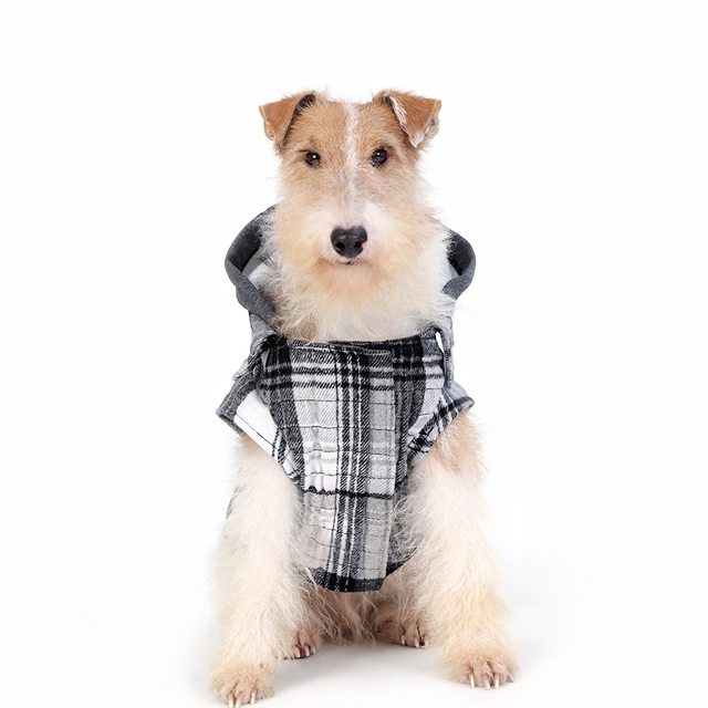 Vêtements d'animaux de compagnie d'hiver automne-manteau à plaid chauds en moteur de chien doublé de toison pour chiens moyens