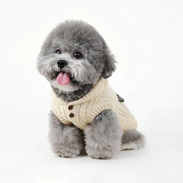 Small Dog Sweater Tricoted Pet Pull Tweater Chien chaud Chiens, Sweat-shirt à capuche Cable Tricotwear Pot
