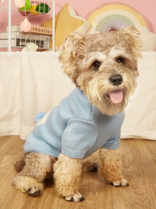 Dog Sweater Pet Rabbit Pattern Sweater Knitted Design Dog Jacket Pet Winter Clothes Small Dog Warm Pullover Blue