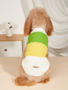 Dog Sweater Sweater Knitted Design Dog Jacket Pet Winter Clothes Small Dog Warm Pullover Woven Cable Sweater Stitching Color Three Colors