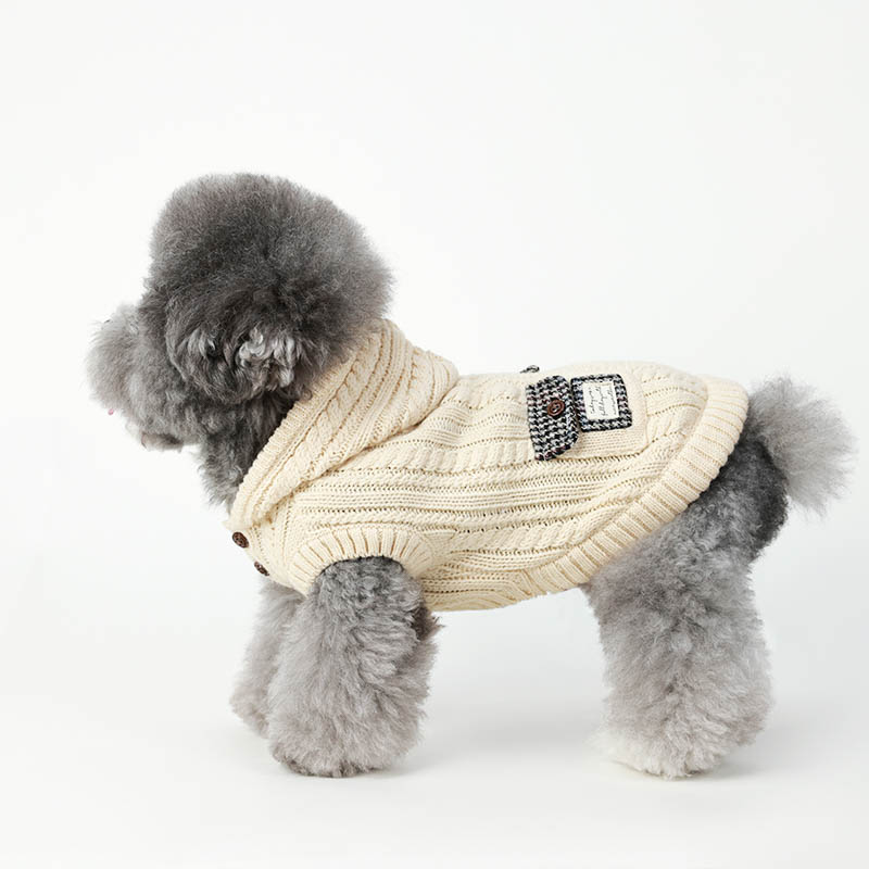 Small Dog Sweater Knitted Pet Sweater Warm Dog Clothes , Hooded Sweatshirt Cable Knitwear Puppy Winter Jacket for Small Dog Girls Boys Soft Cat Clothing