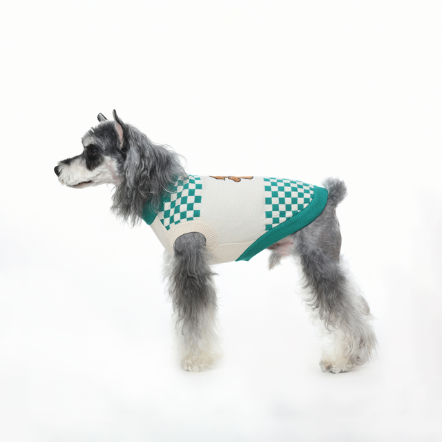 Warm gebreide honde geruite trui vir klein en medium honde, winterhond en katbaadjie Termiese trui, klassieke gebreide hoë nek trui -trui Warmhemp