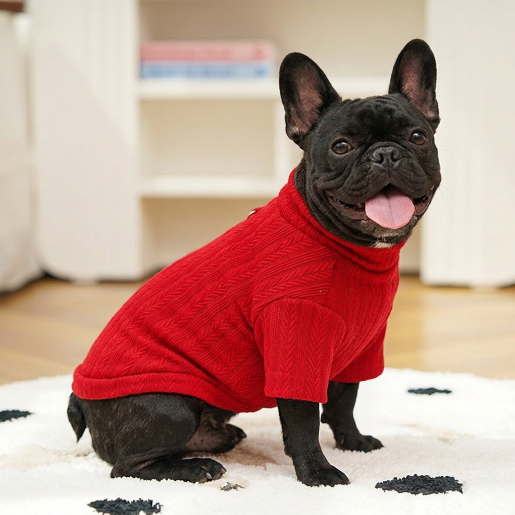 Cozy Seasonal Dog Hoodie in Red, Blue, Green - Warm Pet Cardigan for Autumn/Spring