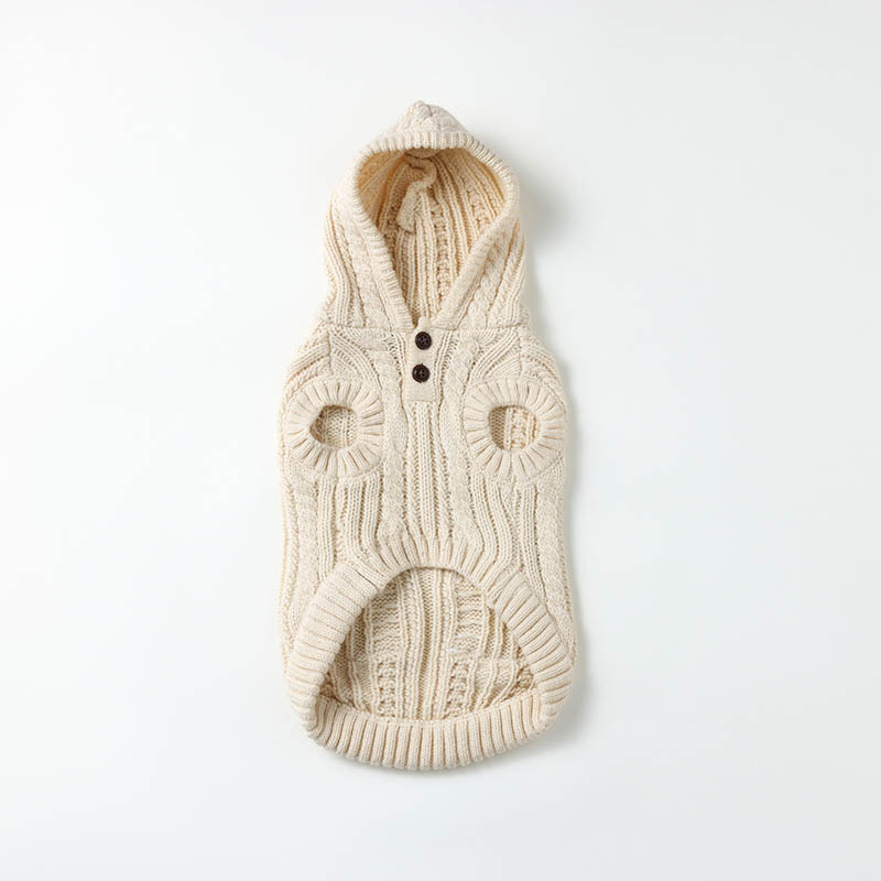 Small Dog Sweater Knitted Pet Sweater Warm Dog Clothes , Hooded Sweatshirt Cable Knitwear Puppy Winter Jacket for Small Dog Girls Boys Soft Cat Clothing