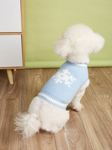 Classic Knitted Warm Winter Dog Sweater - Thick Knitted Snowflake Puppy High Neck for Small Pets, Cats, Boys, Girls - Festive Christmas Clothes