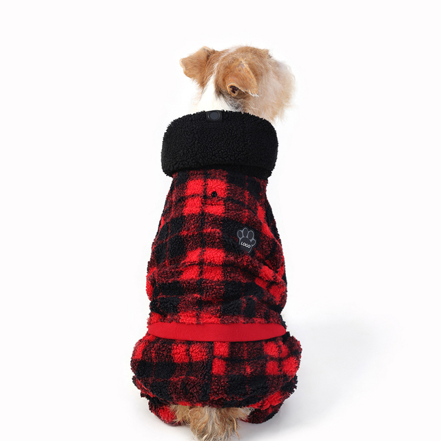 Classic Red Black Plaid Soft Fabric Dog Pyjamas Modern Western Oneside Pumper Grand Chiens Xs Pet Winter Imprimé quatre jambes Automne