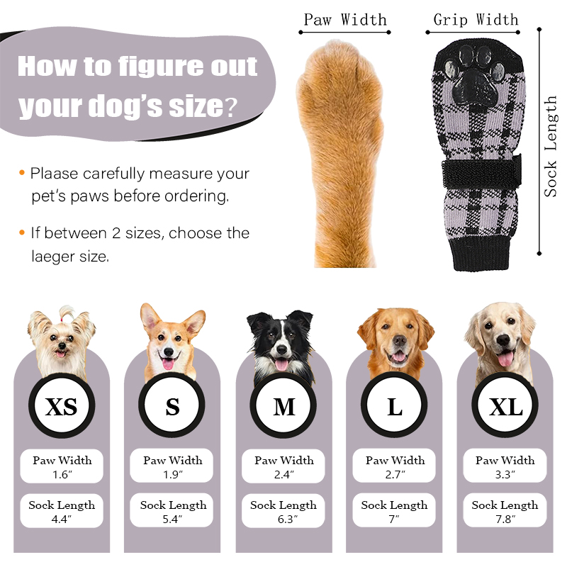 High Quality Wholesale Anti Slip Dog Socks Paw Protector Dog Grip Knit Socks for Hardwood Floors