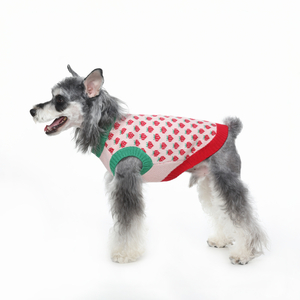 Dog clothes strawberry pattern dog sweater soft dog clothes winter dog sweater warm set dog cat clothes