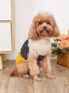 Classic Warm Winter Dog Pullover Knitted Thick Sweater Stitched Color Cable Sweater for Small And Medium-sized Dogs
