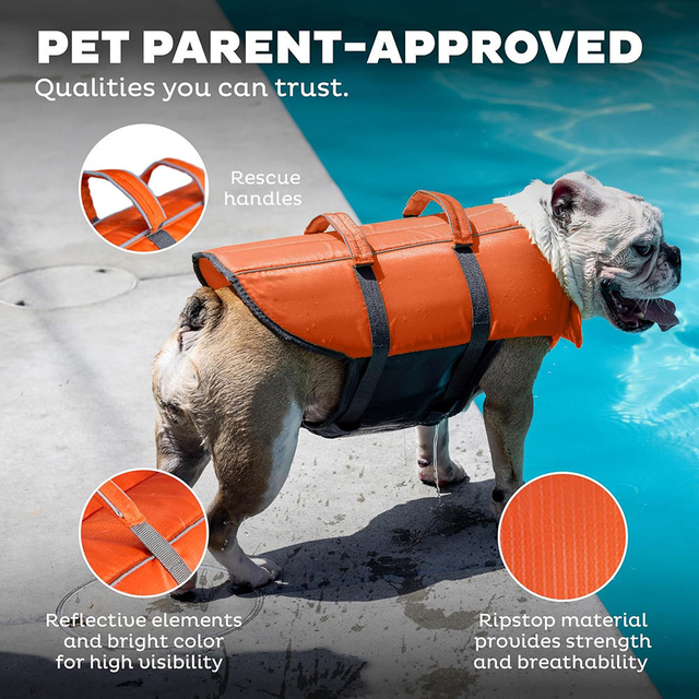 High Quality Dog Life Jacket With Rescue Handle Solid Color Summer Dog Swimming Safety Vest