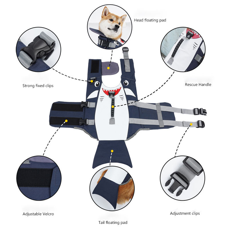 High Quality Dog Life Jacket With Rescue Handle Solid Color Summer Dog Swimming Safety Vest