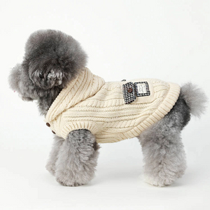 Small Dog Sweater Knitted Pet Sweater Warm Dog Clothes , Hooded Sweatshirt Cable Knitwear Puppy Winter Jacket for Small Dog Girls Boys Soft Cat Clothing