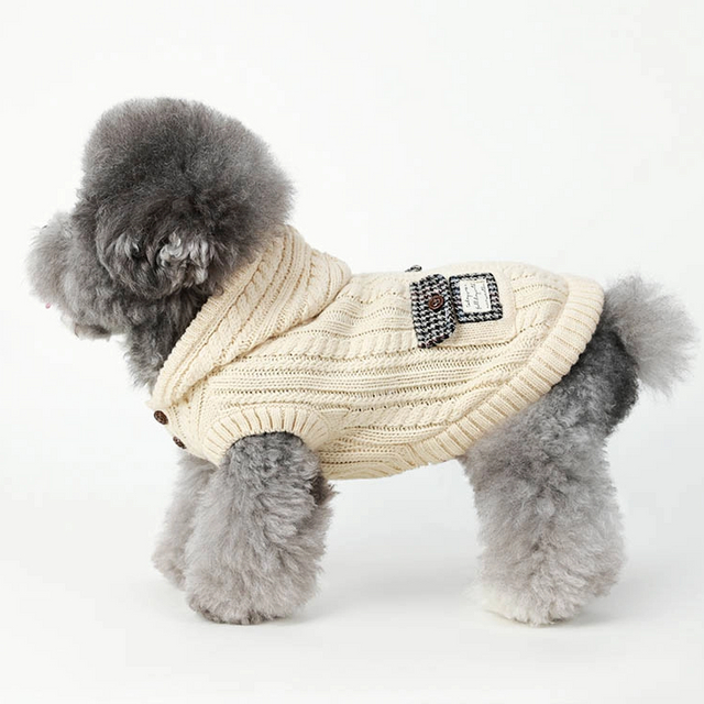 Small Dog Sweater Tricoted Pet Pull Tweater Chien chaud Chiens, Sweat-shirt à capuche Cable Tricotwear Pot