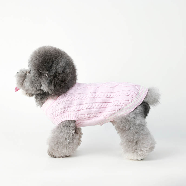 Pull de chien en tricot pour les petites et moyennes chiens, sweat chaud et veste pour chat, chemise chaude de chien en tricot et halte de câble classique