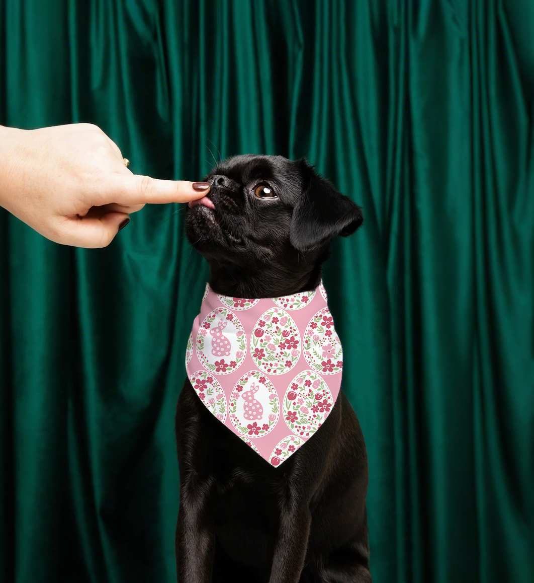 Lógó saincheaptha só -díol te clóbhuailte bunny na Cásca madra bandana cúlpháirtí peataí ilfheidhmeach don earrach geimhridh don mhadra