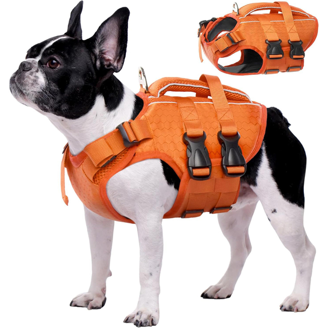 High Quality Dog Life Jacket With Rescue Handle Solid Color Summer Dog Swimming Safety Vest