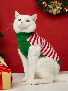 Dog Sweater Pet Christmas Striped Candy Sweater Knitted Design Dog Jacket Pet Winter Clothes Small Dog Warm Pullover Red
