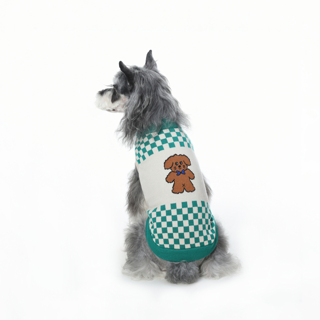 Warm gebreide honde geruite trui vir klein en medium honde, winterhond en katbaadjie Termiese trui, klassieke gebreide hoë nek trui -trui Warmhemp