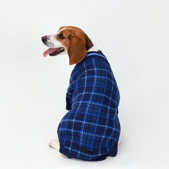 Honde trui, hondjie trui, blou geruite troeteldier trui ， warm en sagte troeteldierklere vir hondjies, medium groot katte, meisies of seuns, hondejasse vir winter Kersfees