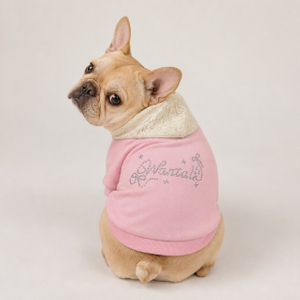 Custom Lace Hooded Dog Sweatshirt with Rhinestone Detail