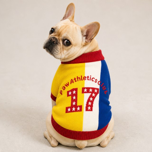Custom Varsity Jacquard Color Block Dog Sweater