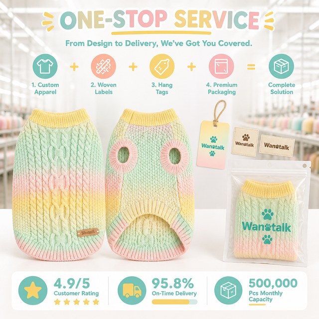 Custom Pastel Rainbow Ombre Cable Knit Dog Sweater