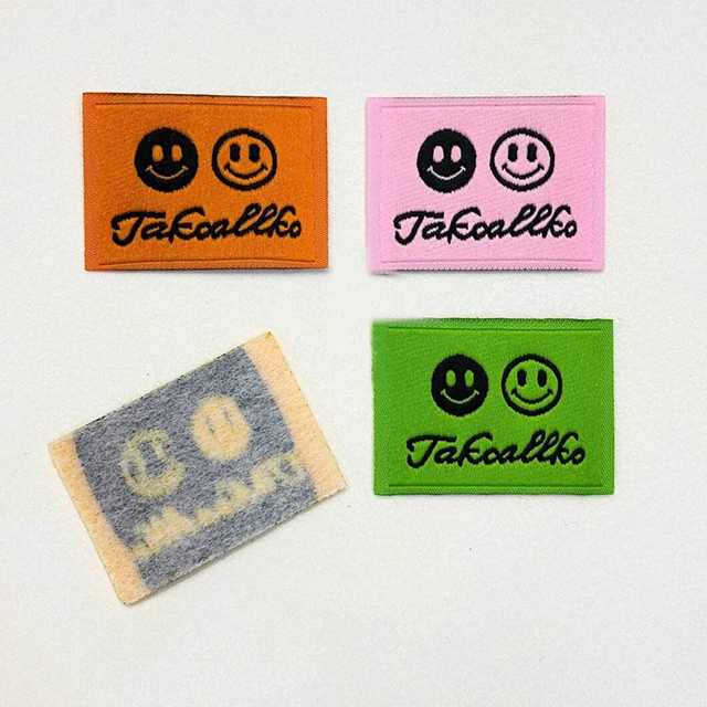 Colorful woven logo labels for pet clothing