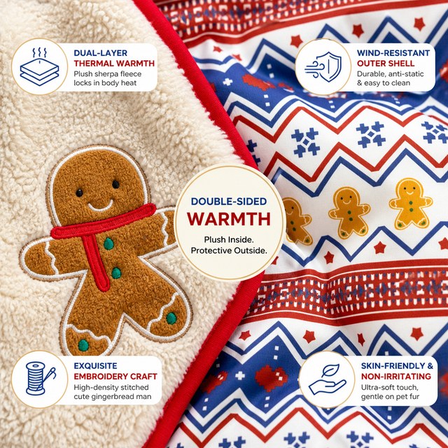 Custom Christmas Gingerbread Lamb Fleece Pet Vest