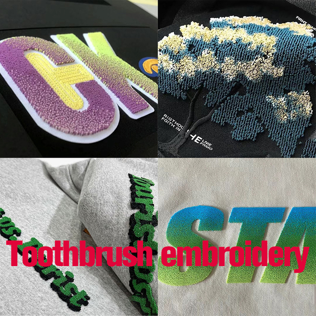 Toothbrush embroidery for custom pet clothing