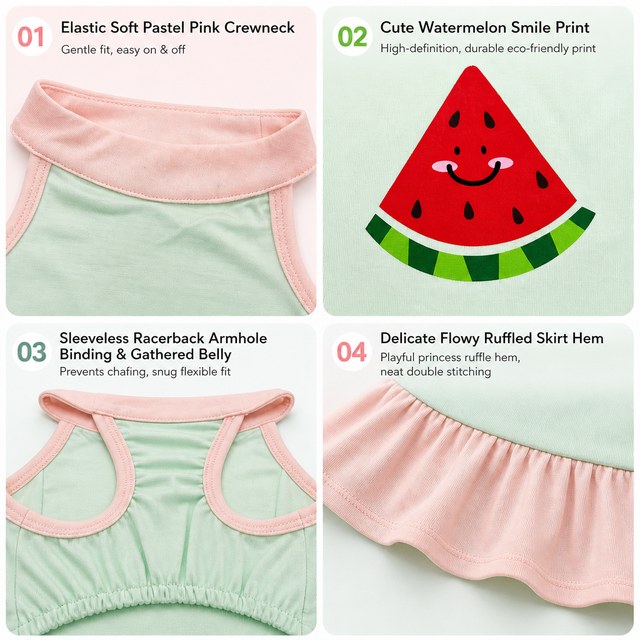 Custom Watermelon Ruffle Pet Dress Summer