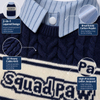 Custom Preppy 2-in-1 Cable Knit Dog Sweater with Shirt Collar